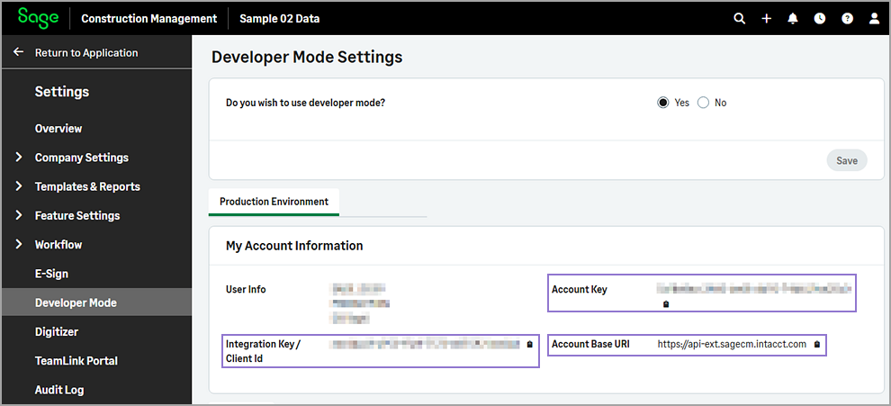 Set up a developer account on Sage Construction Management · Docs (1.0. ...
